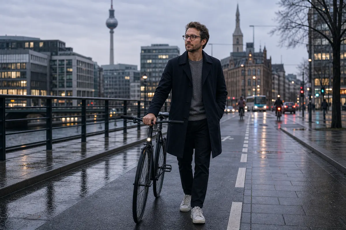 Man wearing glasses on a Berlin city street