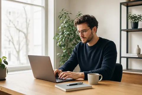 Home worker at a London home office