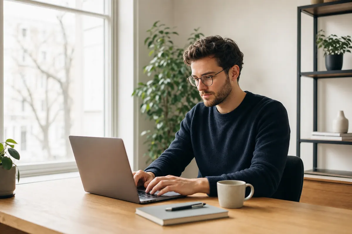 Home worker at a London home office