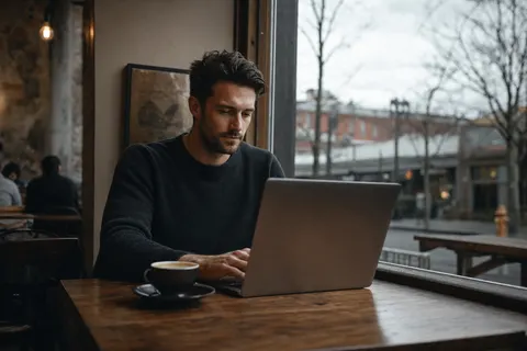 Creative professional at a Portland cafe