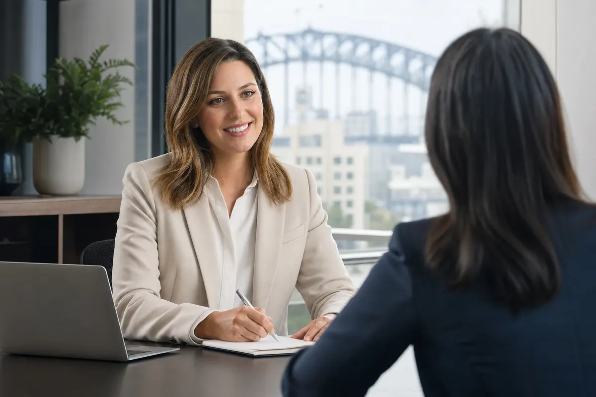 Recruiter in a polished Sydney office