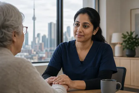 Caregiver in a calm Toronto support setting